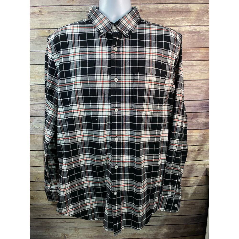 St Johns Bay Mens Large Plaid Shirt Classic Comfort Flex Long Sleeve No Tuck